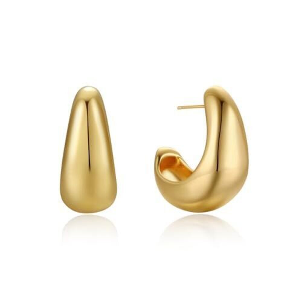 6315 18K Gold Plated Teardrop Hoop Earrings , Sculptural Open Hoop Earrings